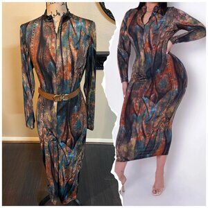 Women Plus size Dress- Long Sleeve Mesh